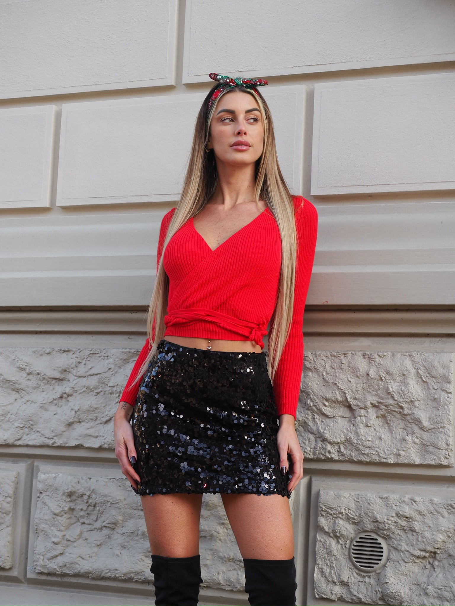 Gonna con paillettes nera - R.a. Boutique 