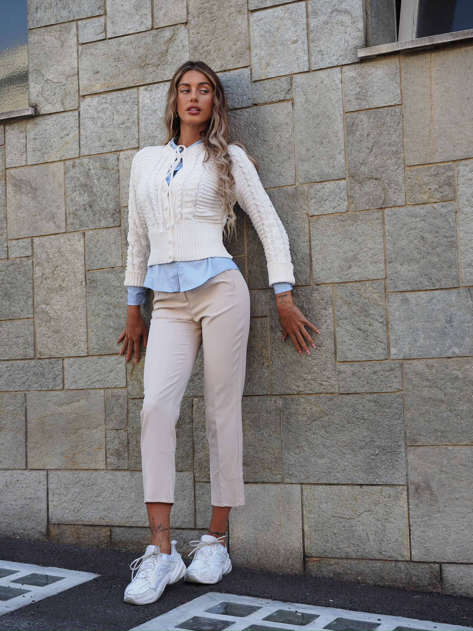 Maglione panna con trecce - R.a. Boutique 