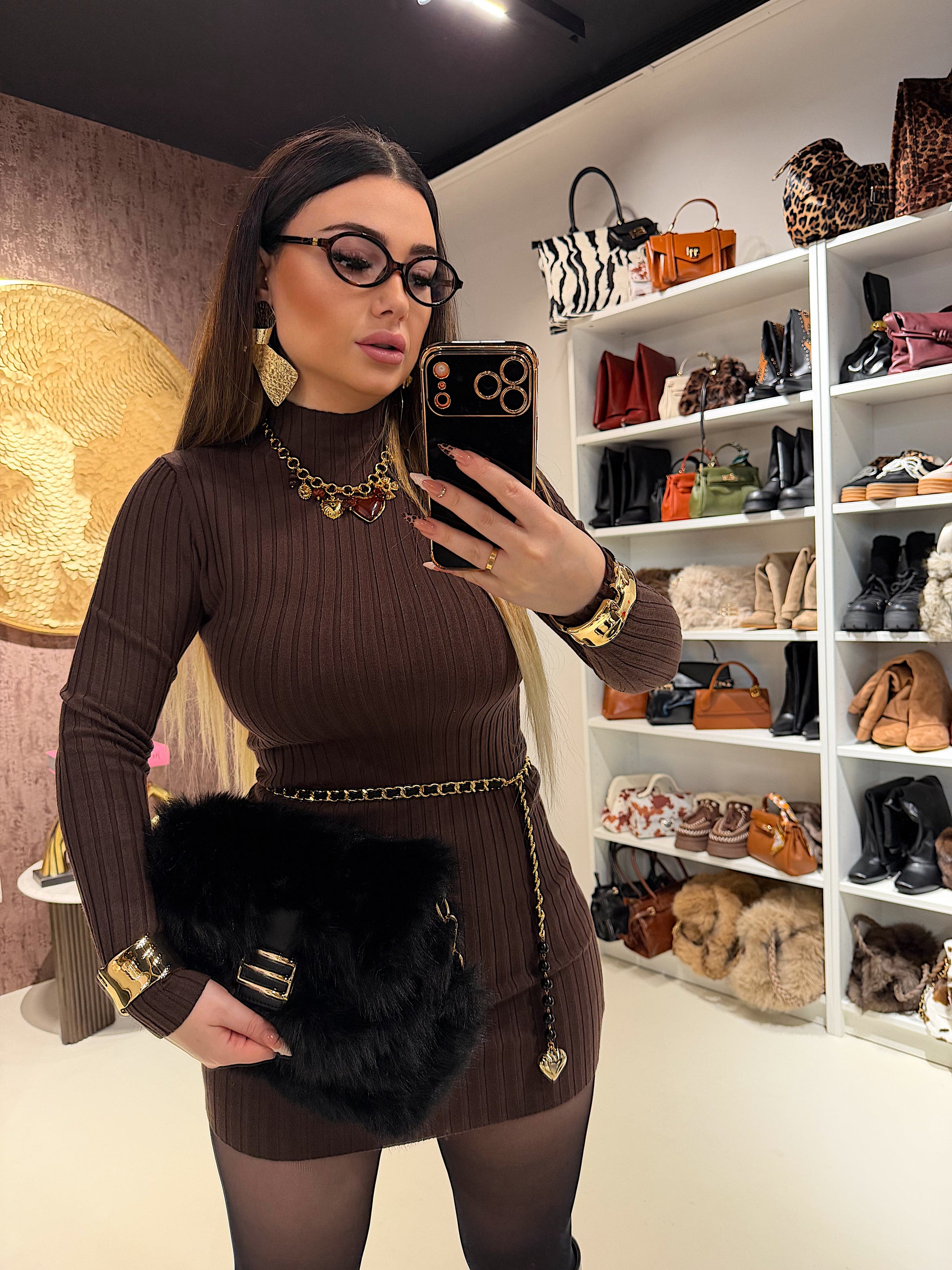 Abito a costine girocollo - R.a. Boutique