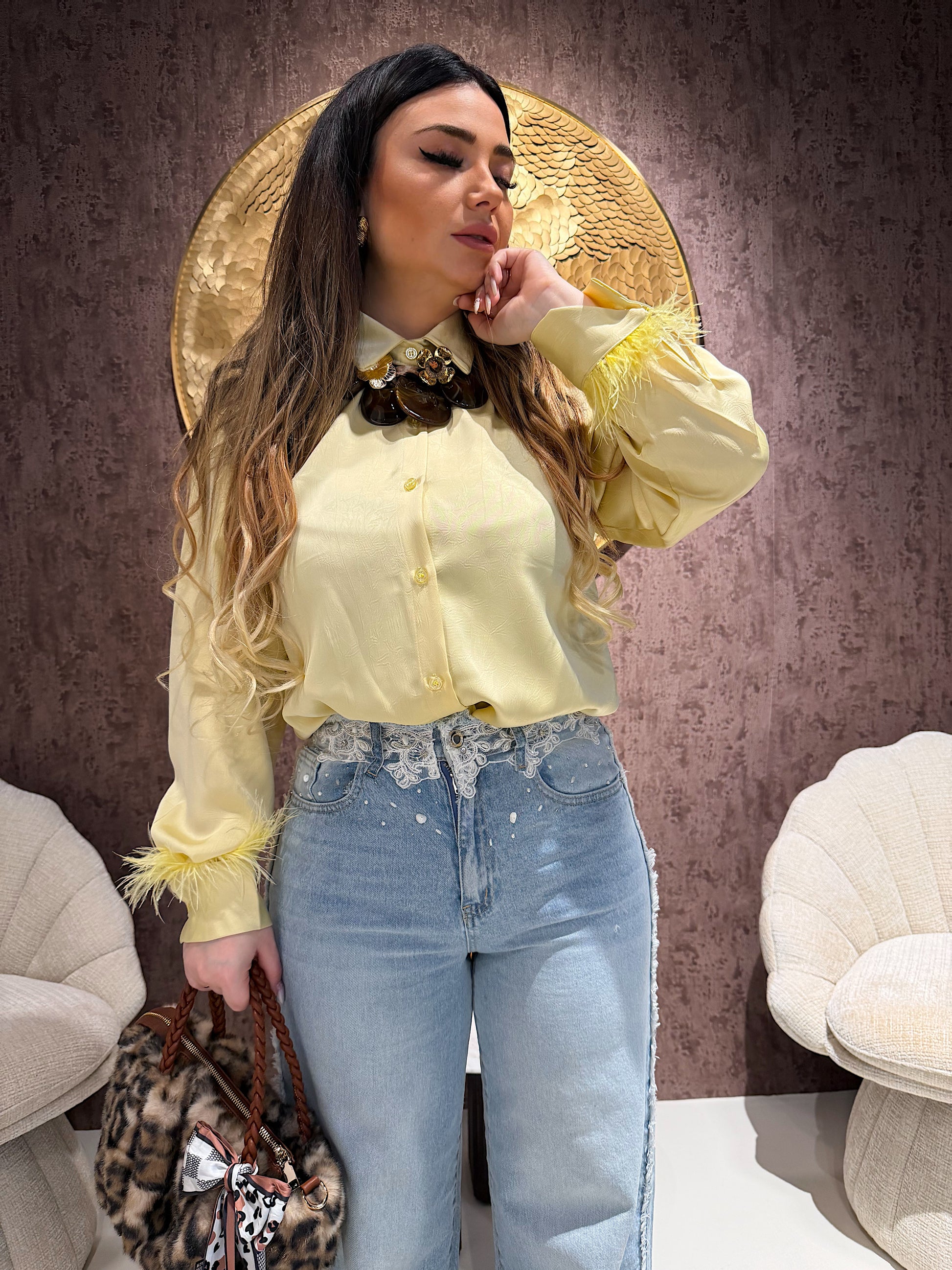 Camicia con dettaglio piume - R.a. Boutique