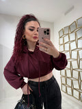 Felpa cropped con cappuccio - R.a. Boutique