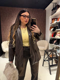 Blazer Effetto Pelle Marrone Chocolate - R.a. Boutique