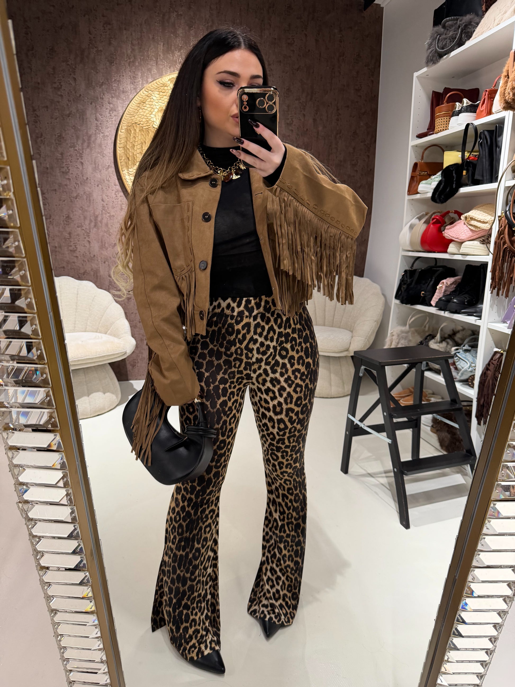 Pantalone a zampa animalier - R.a. Boutique