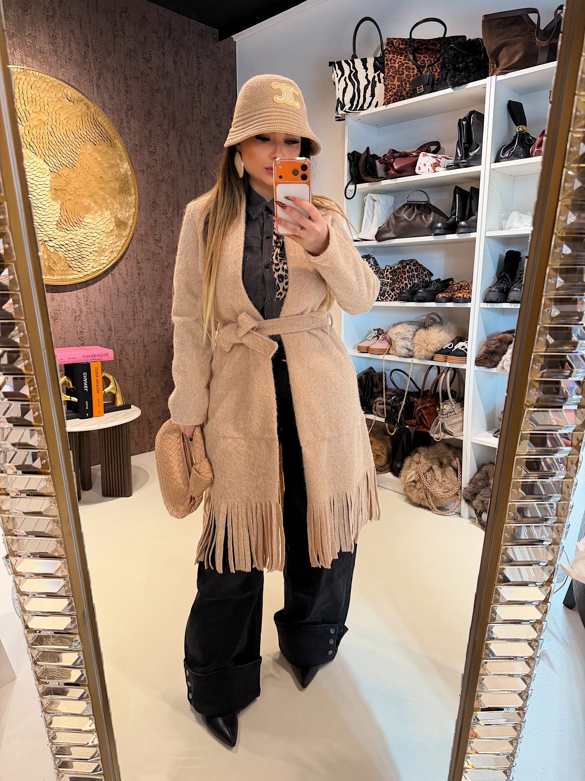 Cappotto con frange e fiocco 3 colori - R.a. Boutique