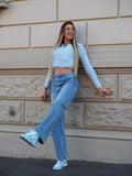 Jeans vita bassa con strappi laterali - R.a. Boutique 