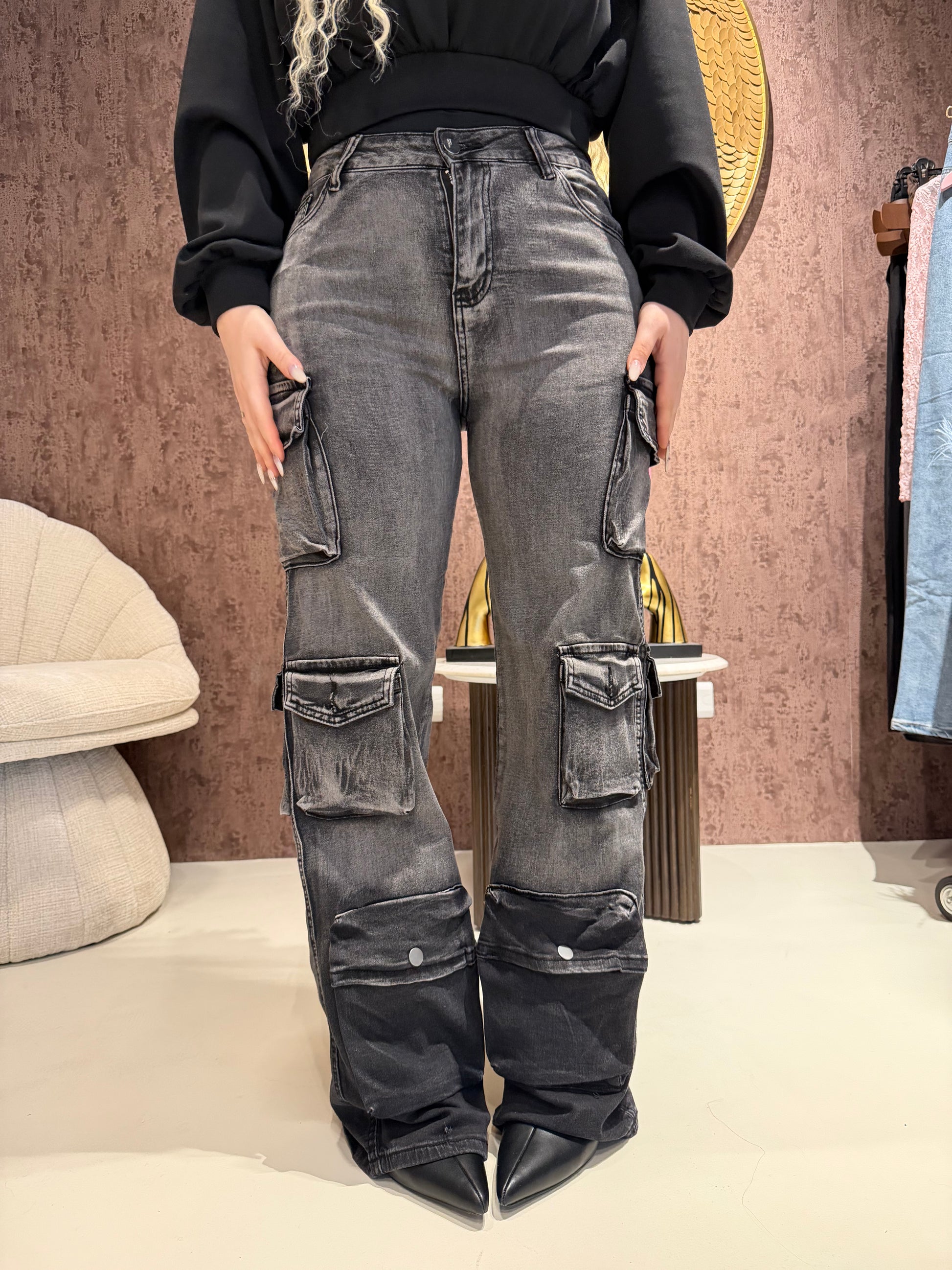 Dark Glam Cargo Jeans - R.a. Boutique