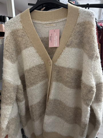 Cardigan a righe beige - R.a. Boutique