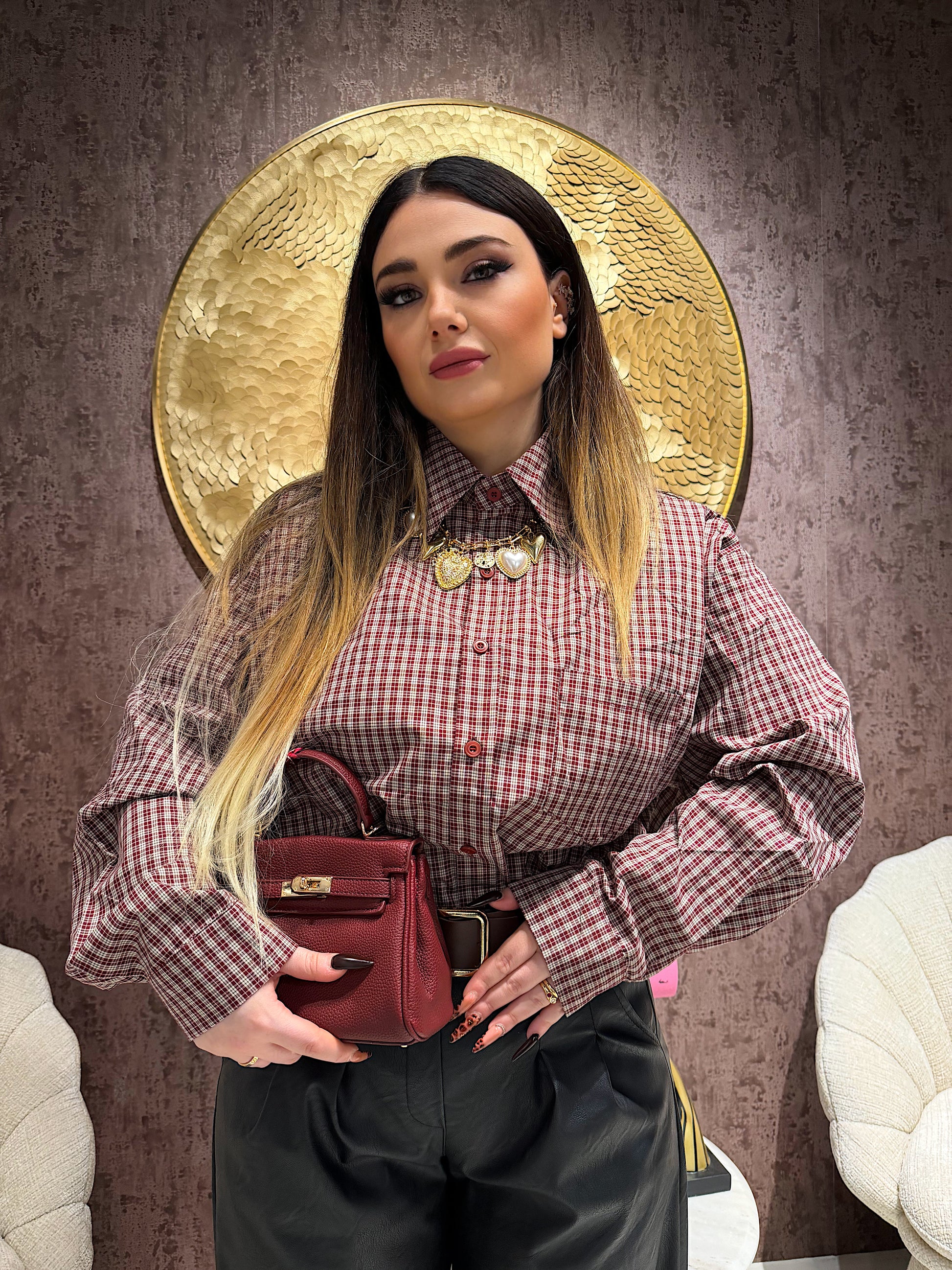 Camicia over a quadri spalle bombate - R.a. Boutique