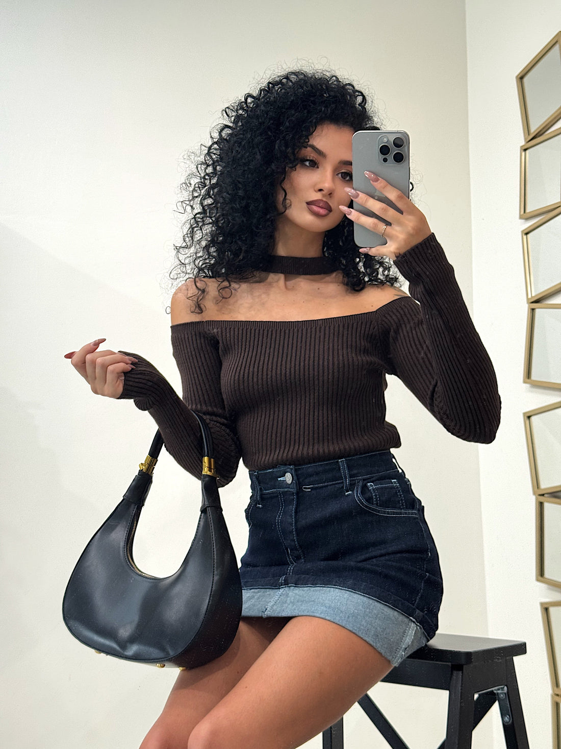 Maglia a costine con choker - R.a. Boutique