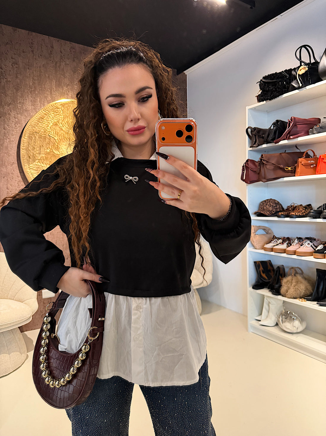 Felpa con camicia e fiocchetto - R.a. Boutique