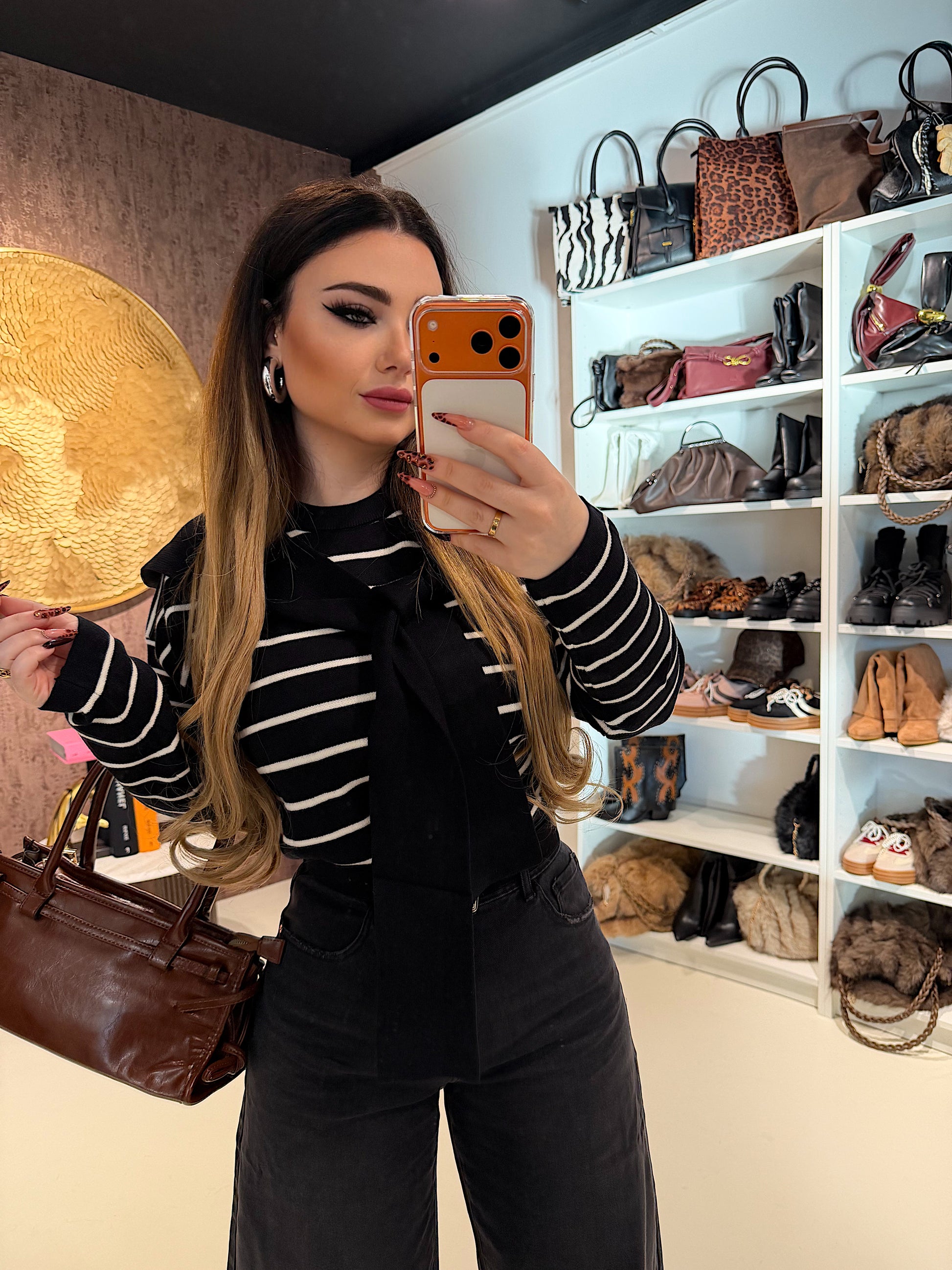 Maglia Parisienne a righe con spalla sciarpa - R.a. Boutique