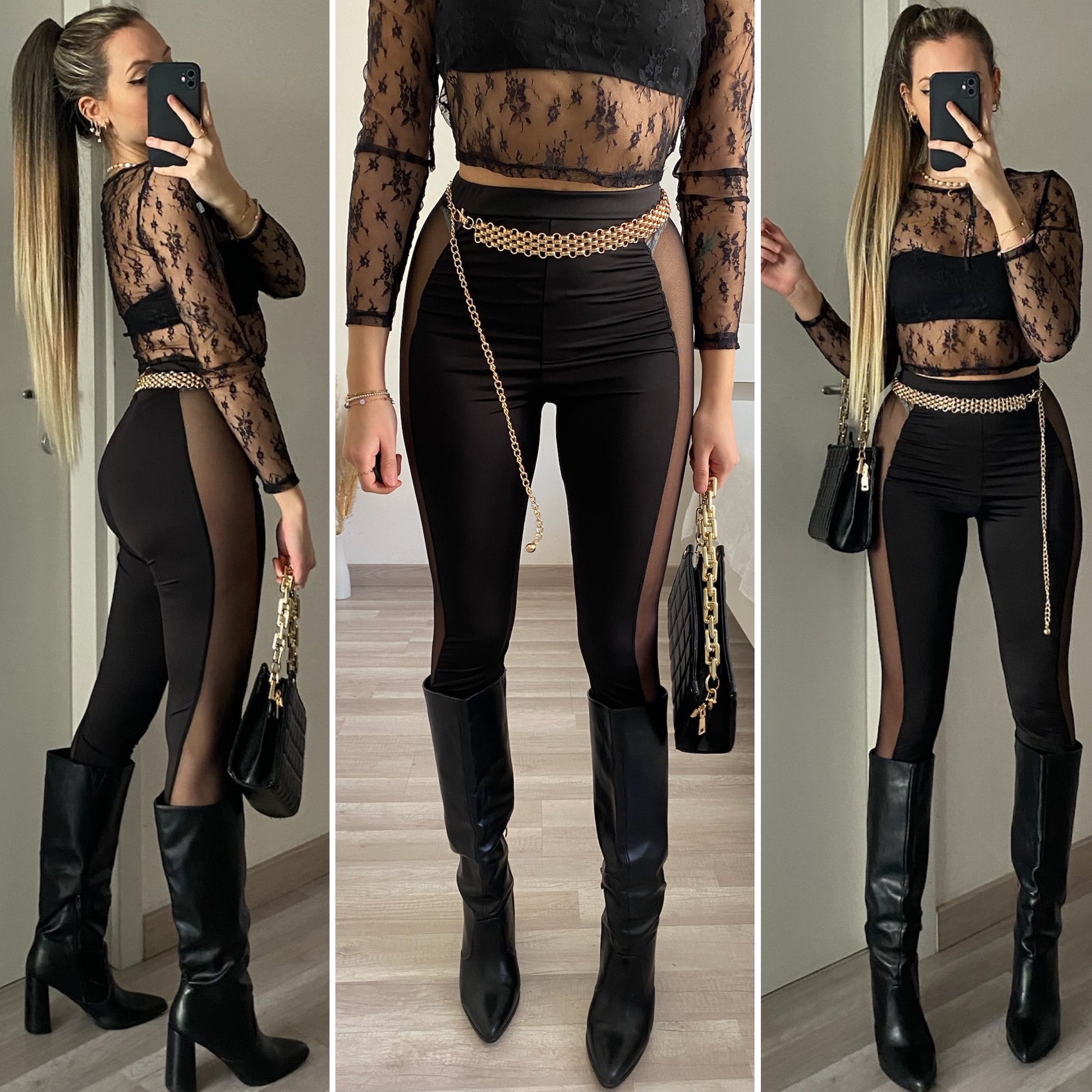 Leggins con trasparenza laterale - R.a. Boutique 