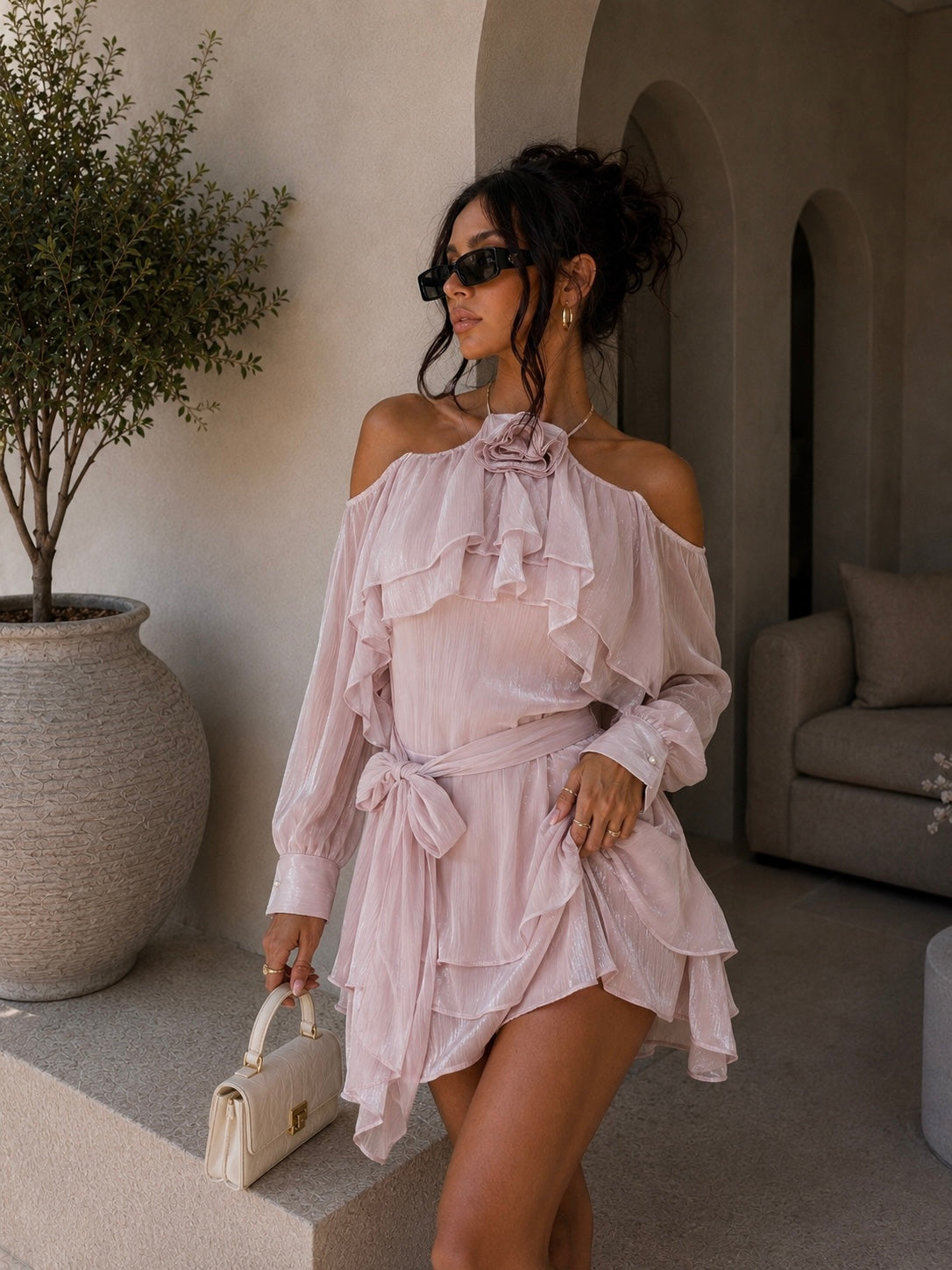 Abito Romantic Rouches Flower - R.a. Boutique