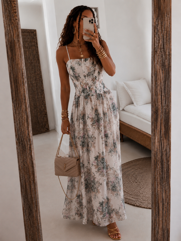 Abito Lungo Floreale effetto bustier