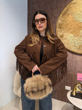 Giacca in camoscio con frange - R.a. Boutique