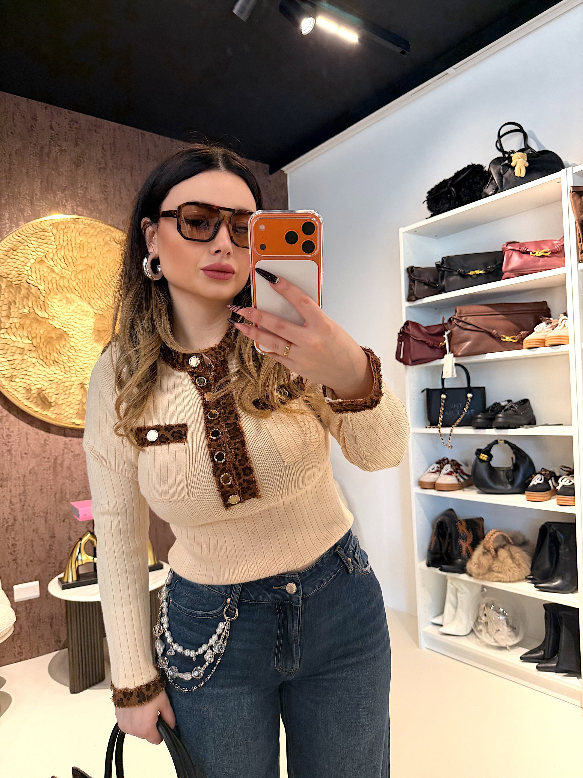 Maglioncino con dettaglio animalier - R.a. Boutique