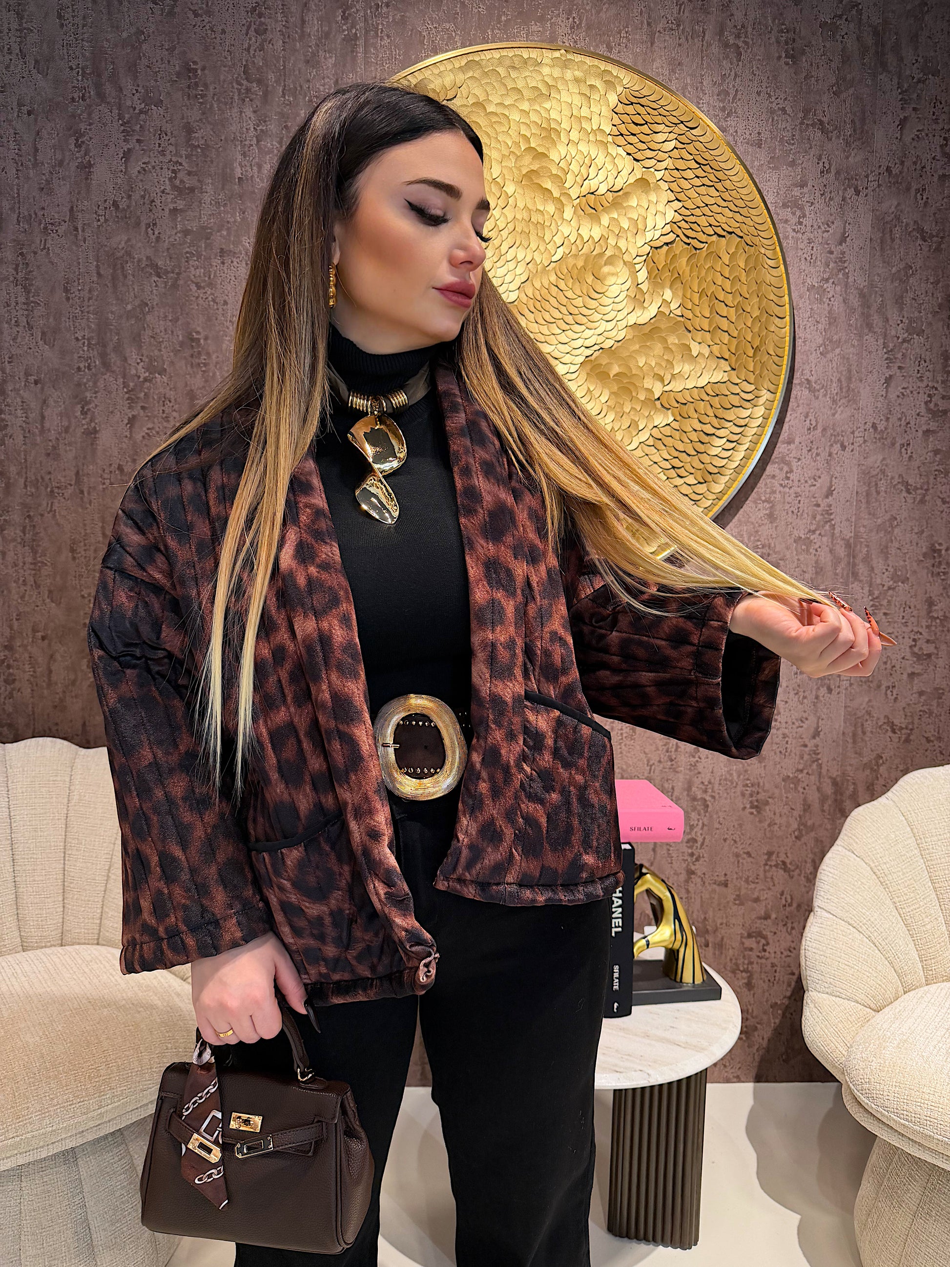 Giacca animalier manica ampia - R.a. Boutique