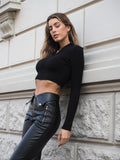 Maglioncino crop nero con zip - R.a. Boutique 