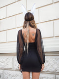 Abito nero maniche velate (White Rabbit) - R.a. Boutique 