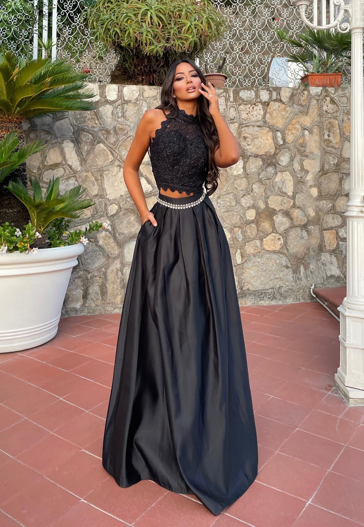 Completo da cerimonia con strass nero - R.a. Boutique 