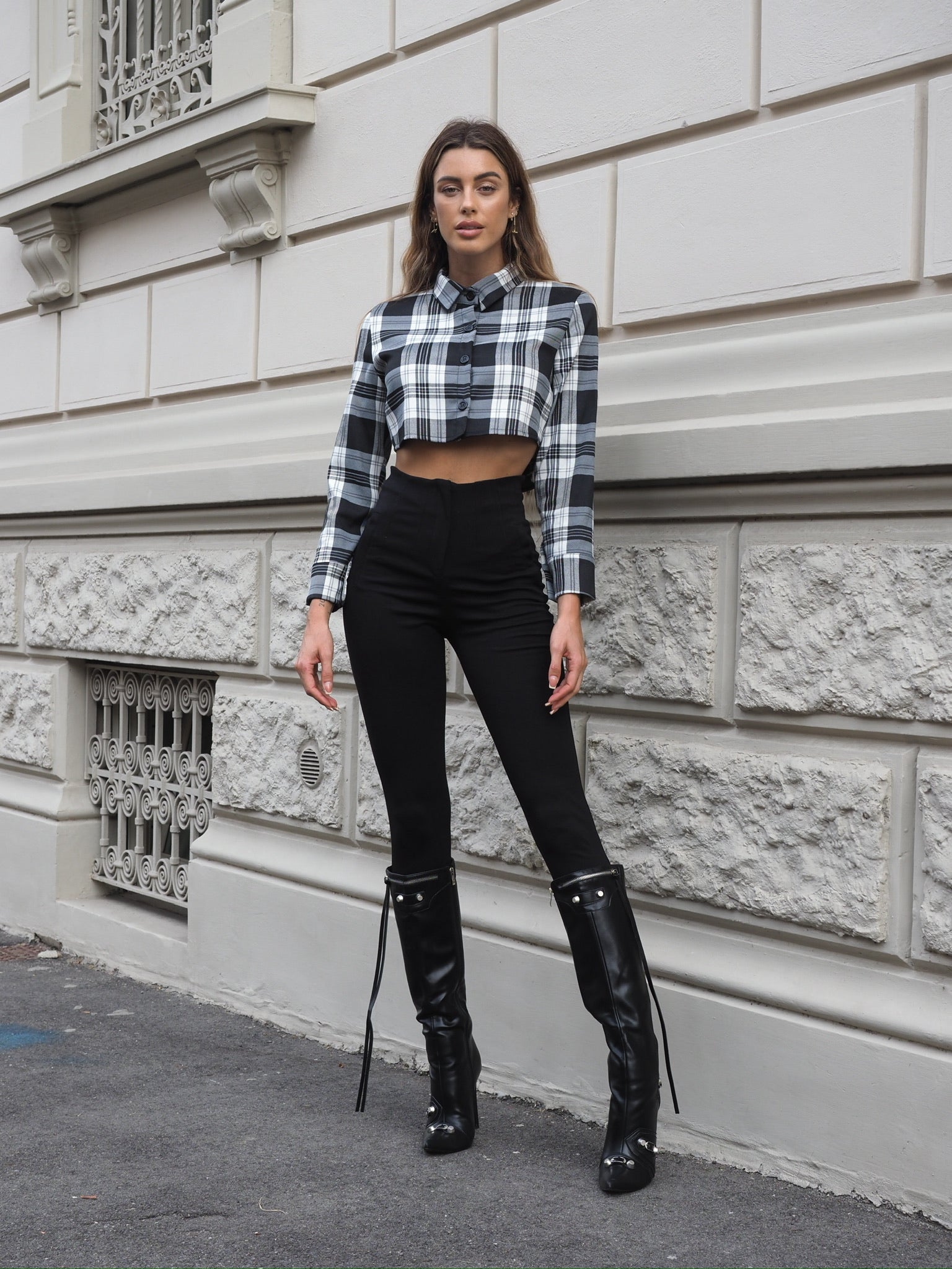 Pantalone vita alta nero - R.a. Boutique 