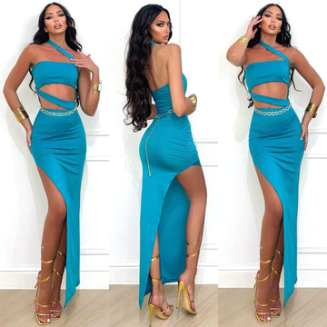 Abito smeraldo con strisce oblique - R.a. Boutique