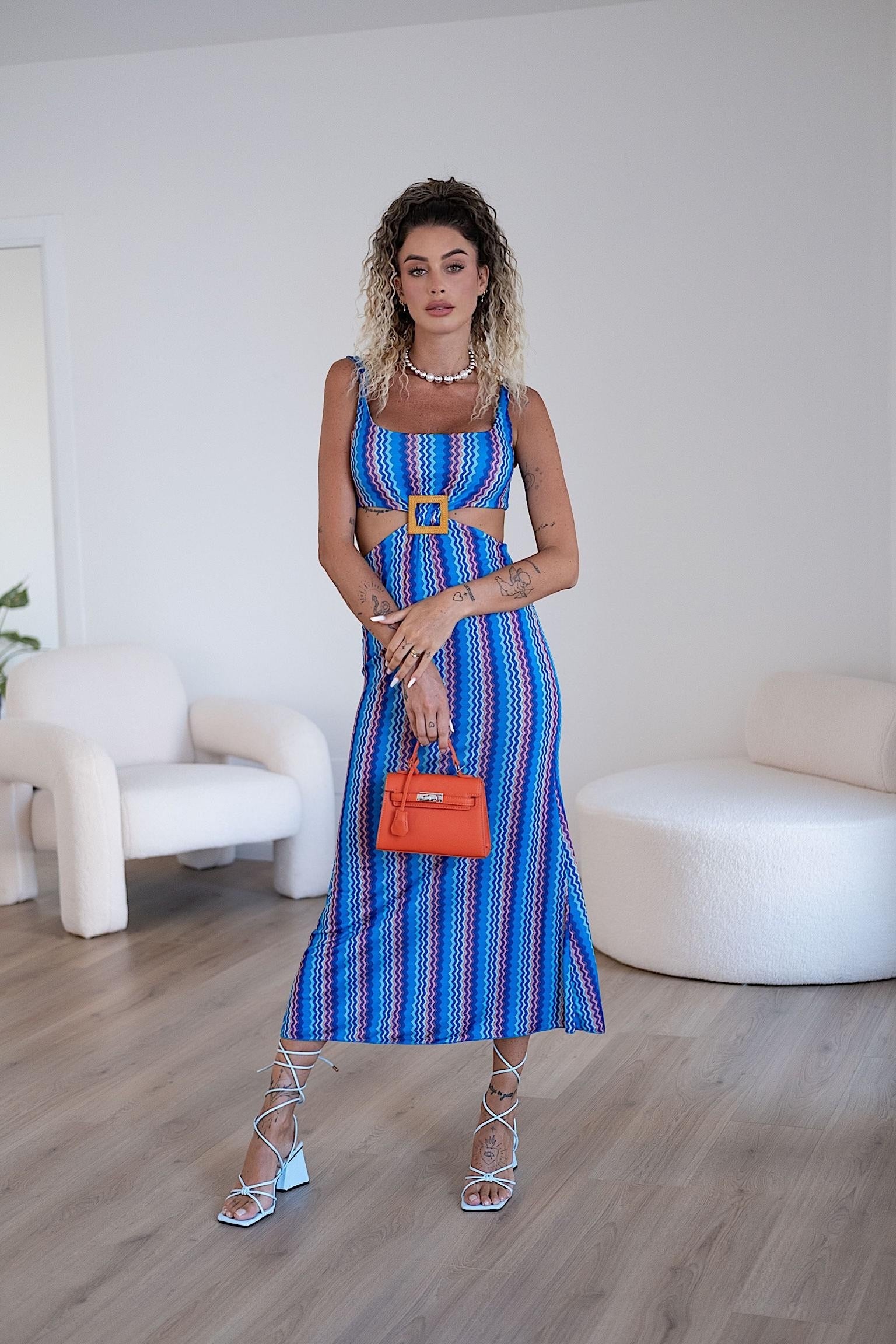 Abito zig zag blu arancio - R.a. Boutique 