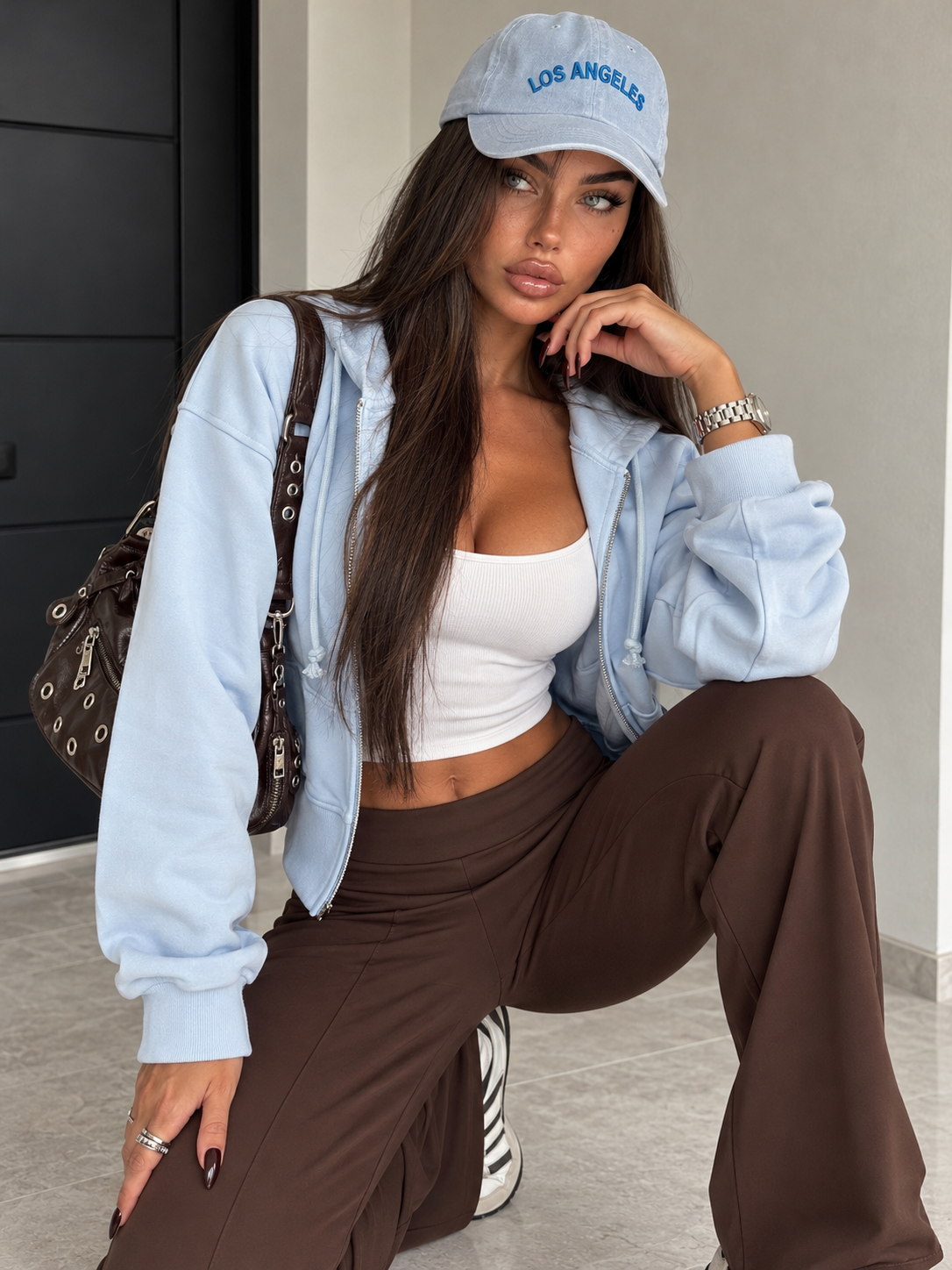 Pantalone a Zampa con Cucitura Frontale – Marrone Chocolate - R.a. Boutique