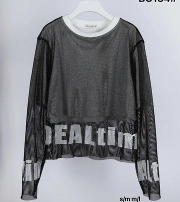 Doppia maglia a rete e brillantini - R.a. Boutique