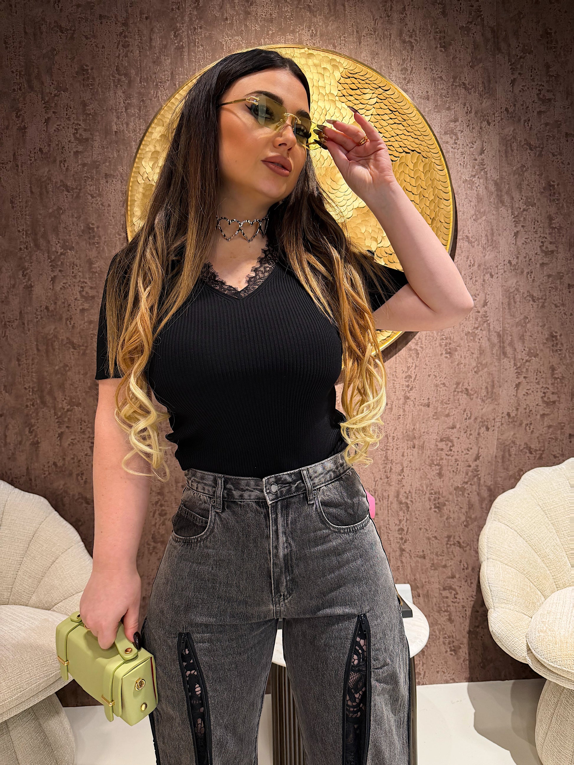 Maglia con inserti in pizzo - R.a. Boutique