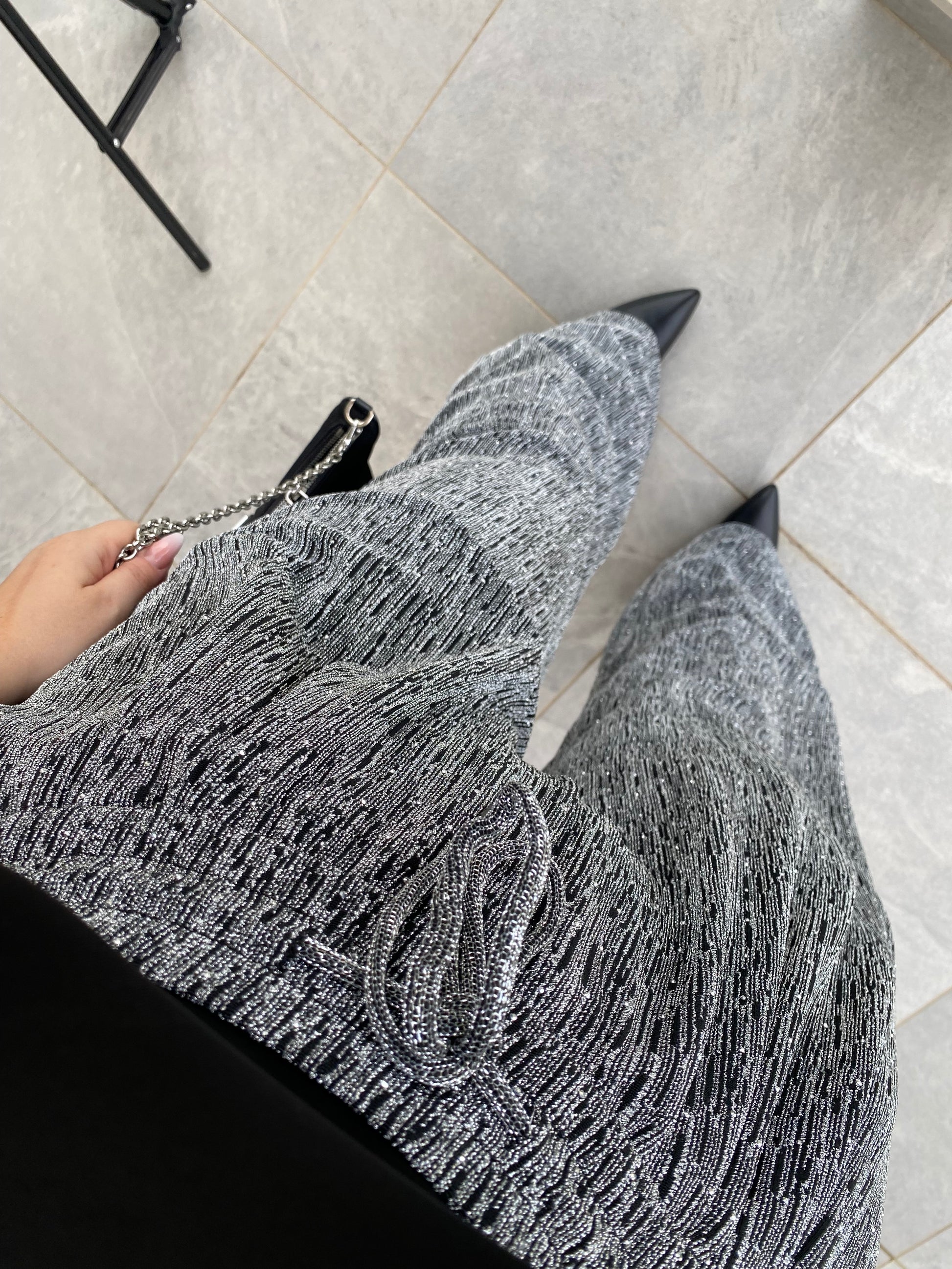 Pantalone glitter silver - R.a. Boutique 