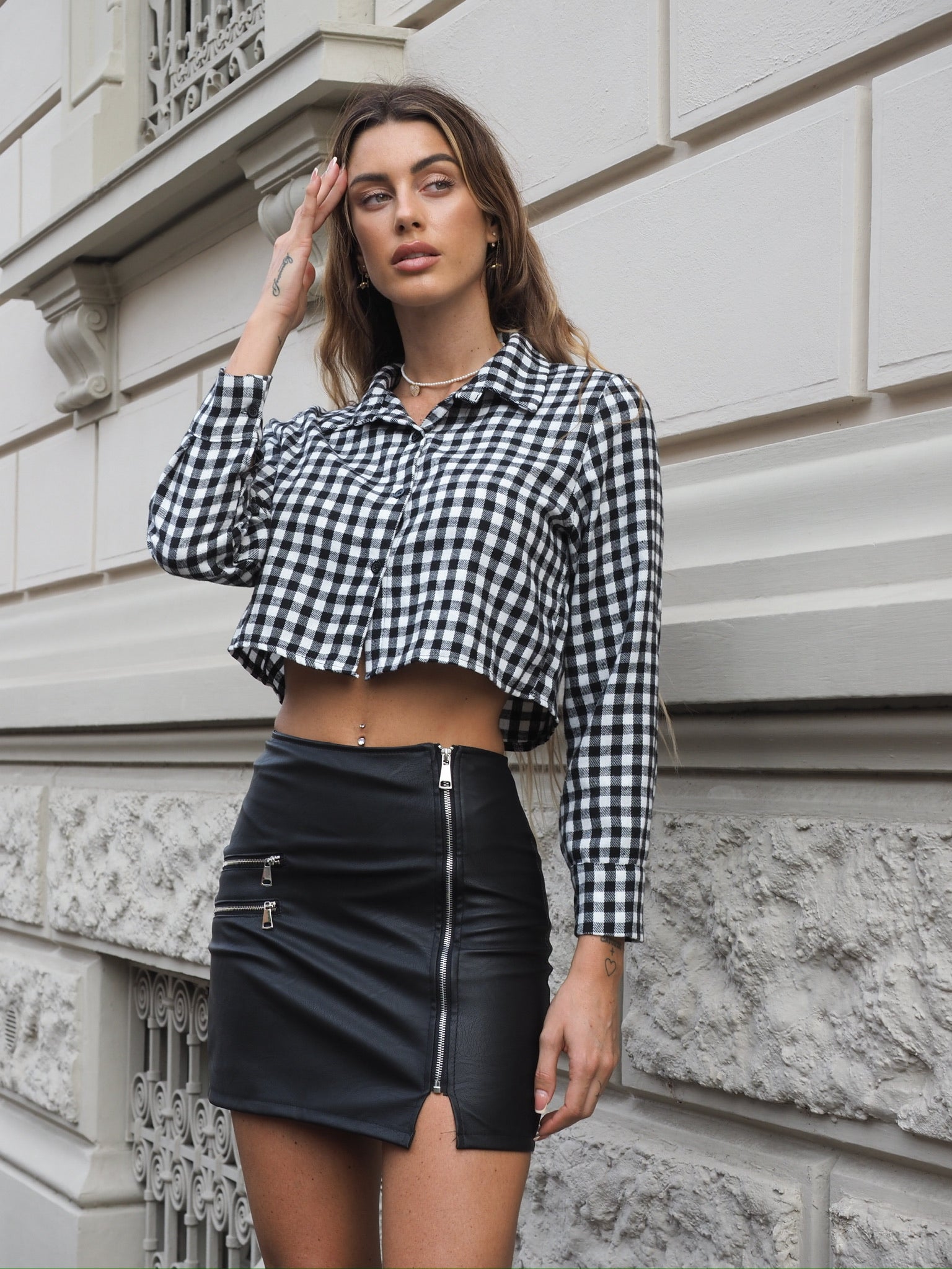 Gonna in ecopelle con zip - R.a. Boutique 