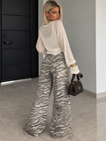 Pantalone Zebrato Wide Leg con Laccetti - R.a. Boutique