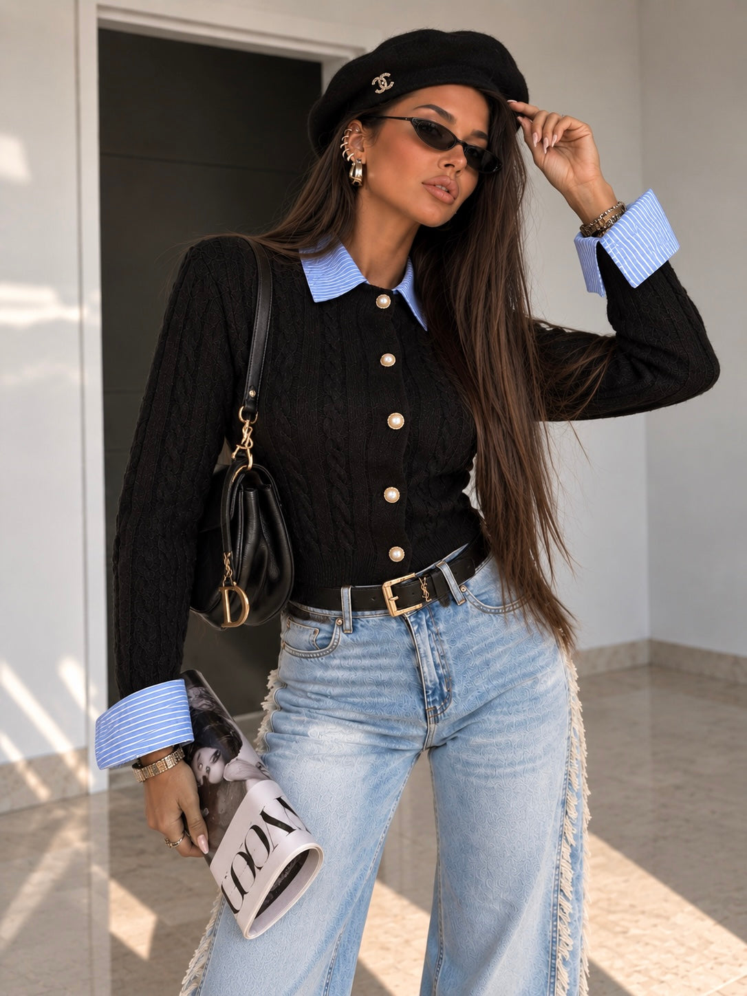 Jeans Wide Leg Lace Line – Denim Chiaro - R.a. Boutique