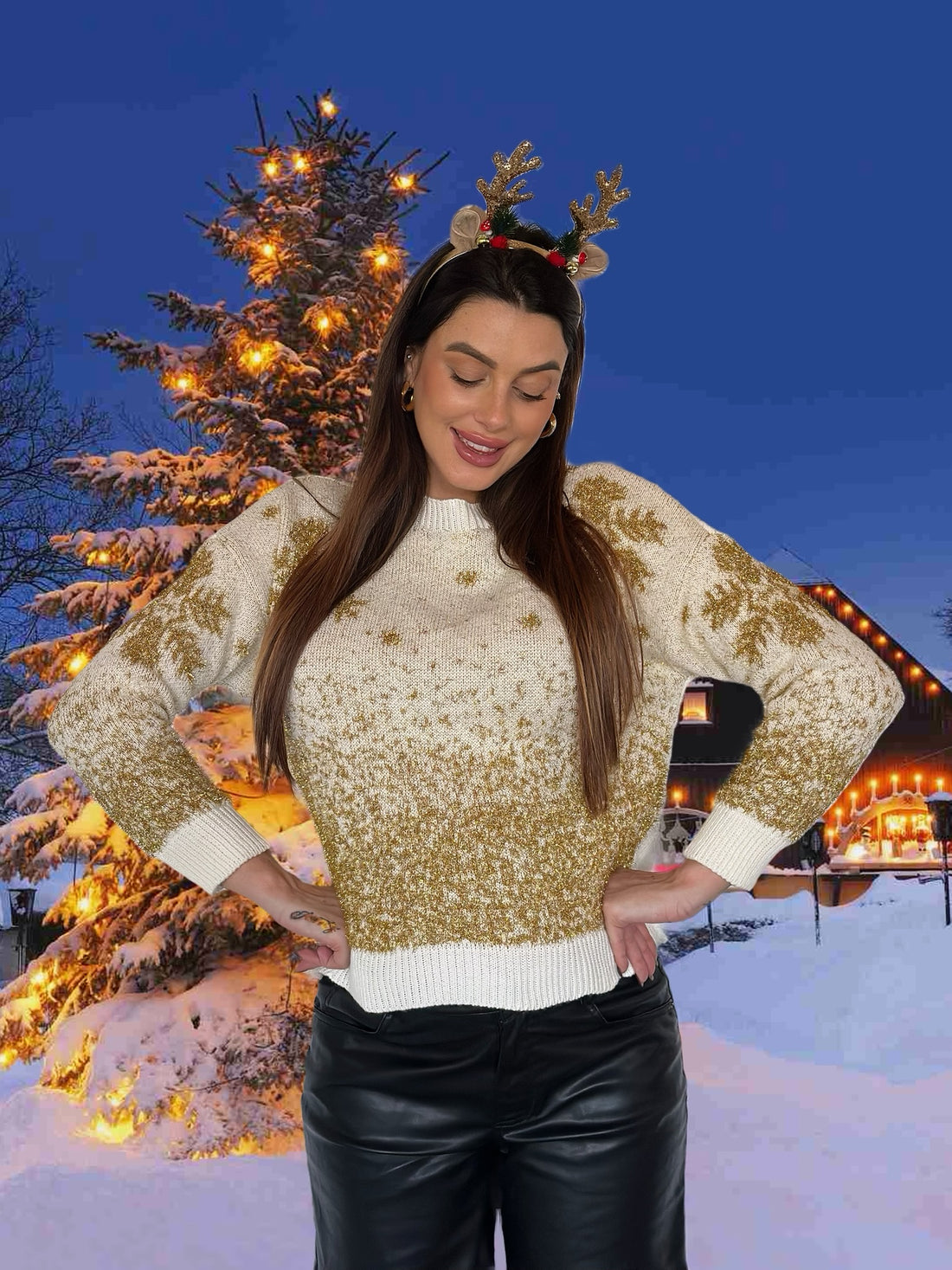 Maglione soft gold lurex fiocco di neve - R.a. Boutique