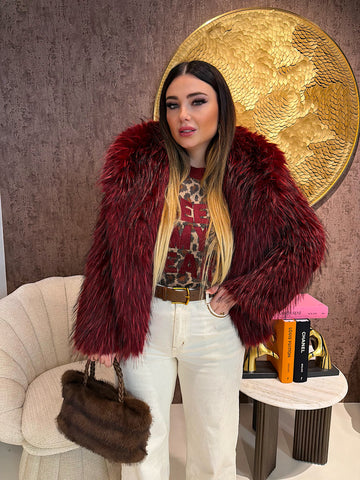 Giacca in Eco-Pelliccia con cappuccio over - R.a. Boutique