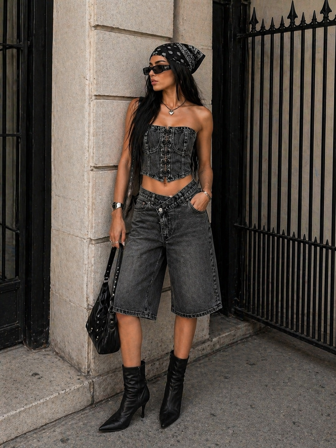 Completo Denim Corset Urban Rebel - R.a. Boutique