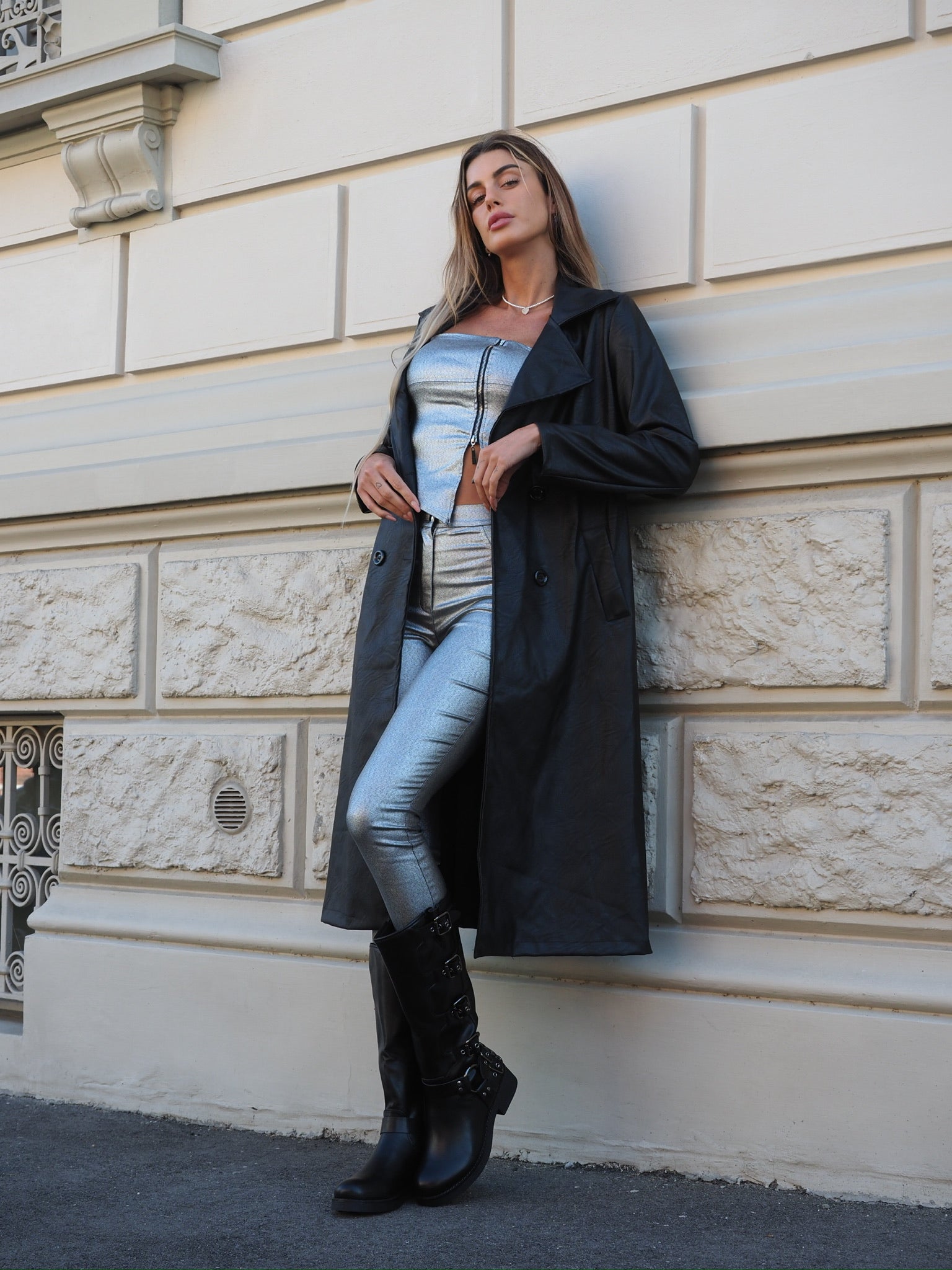 Completo top e pantalone argento - R.a. Boutique 