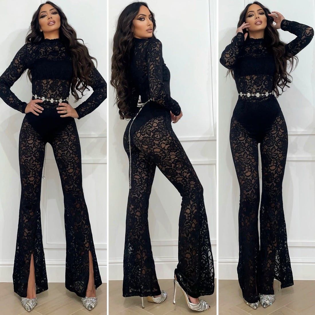 Tuta nera in pizzo - R.a. Boutique 