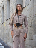 Completo giacca e pantalone cargo Camel - R.a. Boutique 