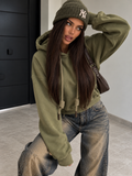 Felpa Basic con Cappuccio Verde Oliva - R.a. Boutique