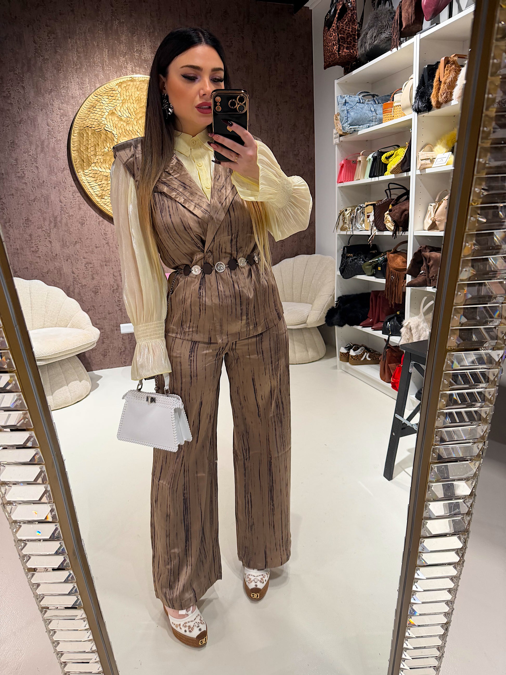 Completo venature luxury con cintura - R.a. Boutique