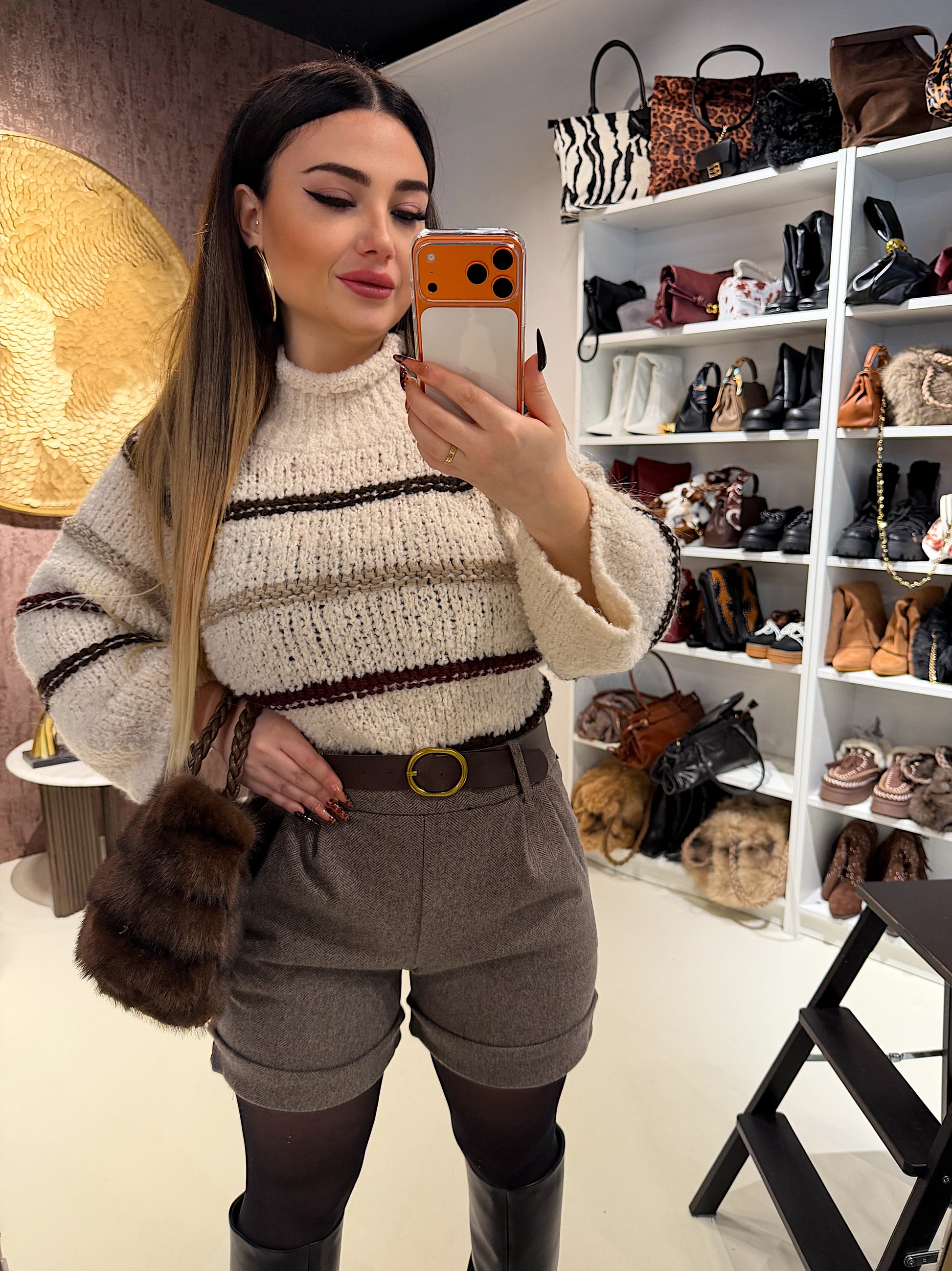 Short in panno con cintura - R.a. Boutique