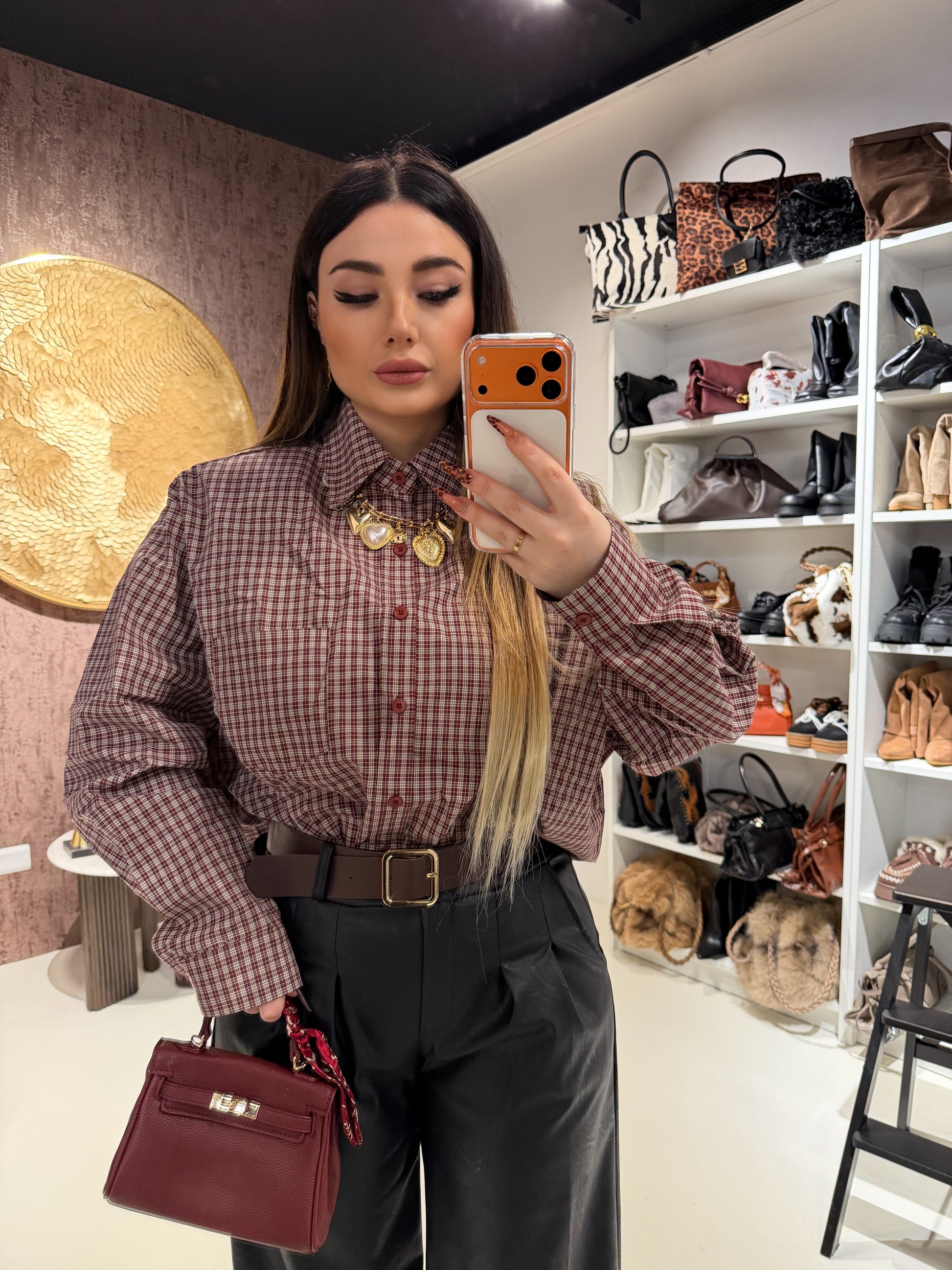 Camicia over a quadri spalle bombate - R.a. Boutique