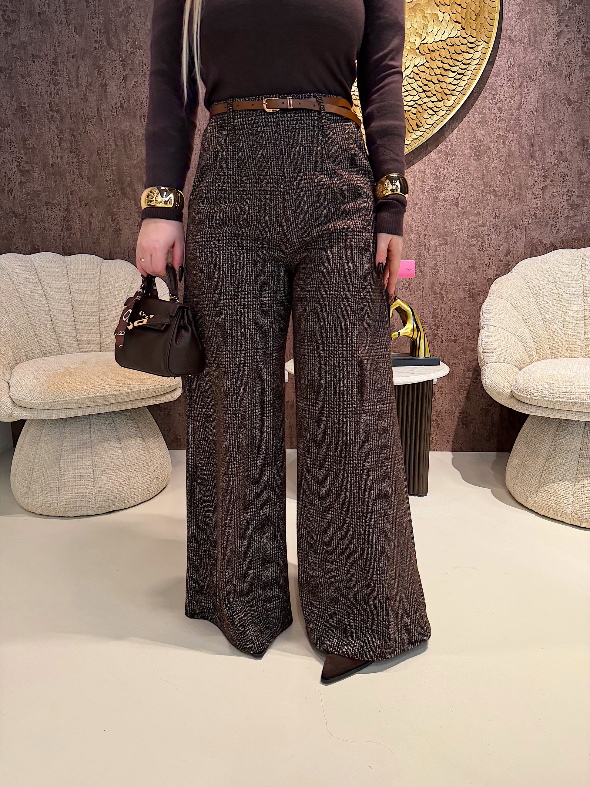 Pantalone city scuro con cinturina - R.a. Boutique