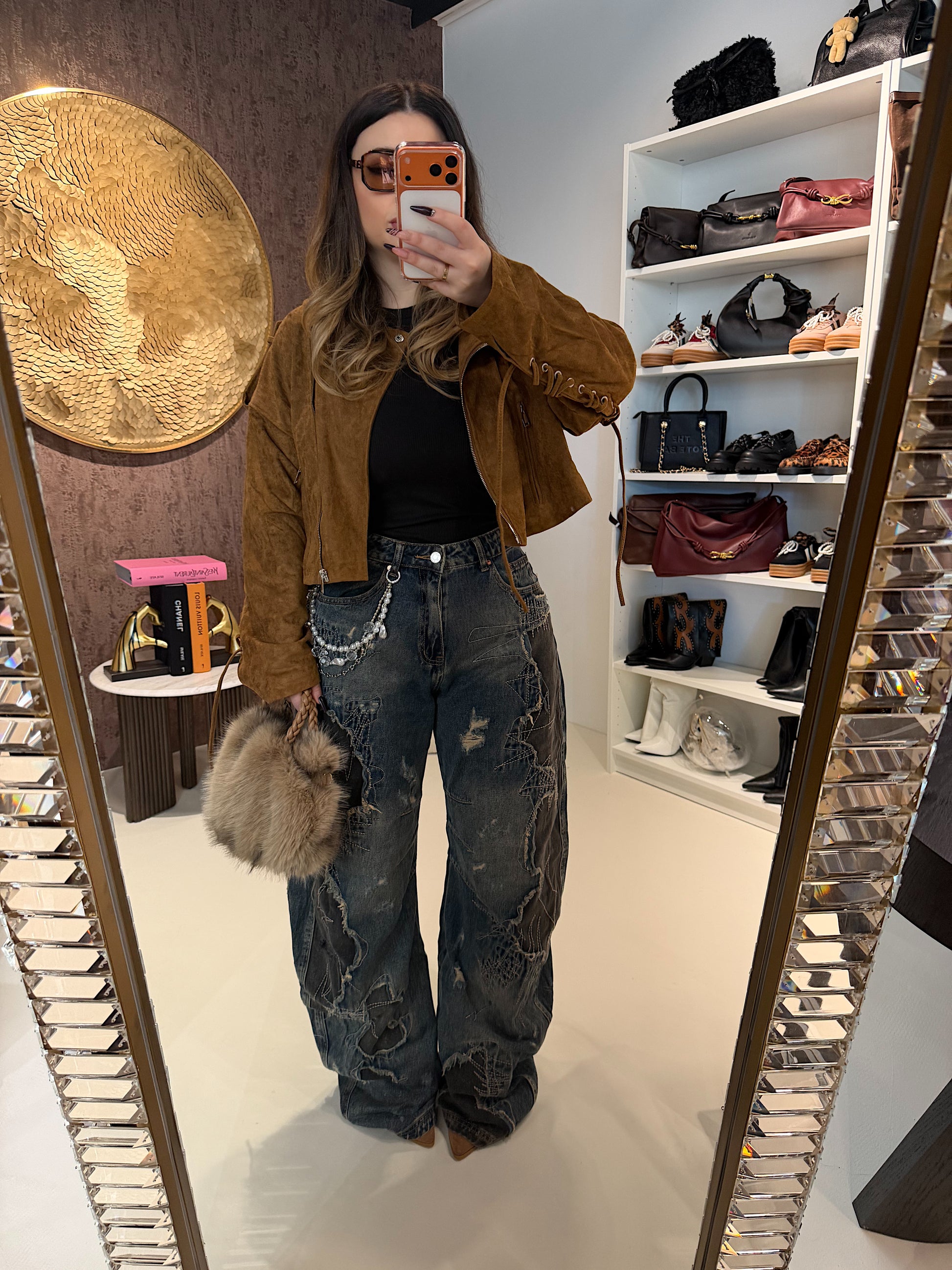 Giacca in Ecopelle con Lacci Posteriori e Zip Frontale – Alta Qualità - R.a. Boutique