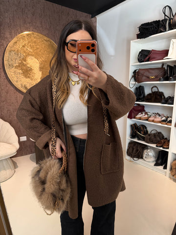 Cardigan Morbido con Cappuccio e laccio Animalier - R.a. Boutique