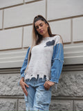 Maglione over con dettaglio in jeans - R.a. Boutique 