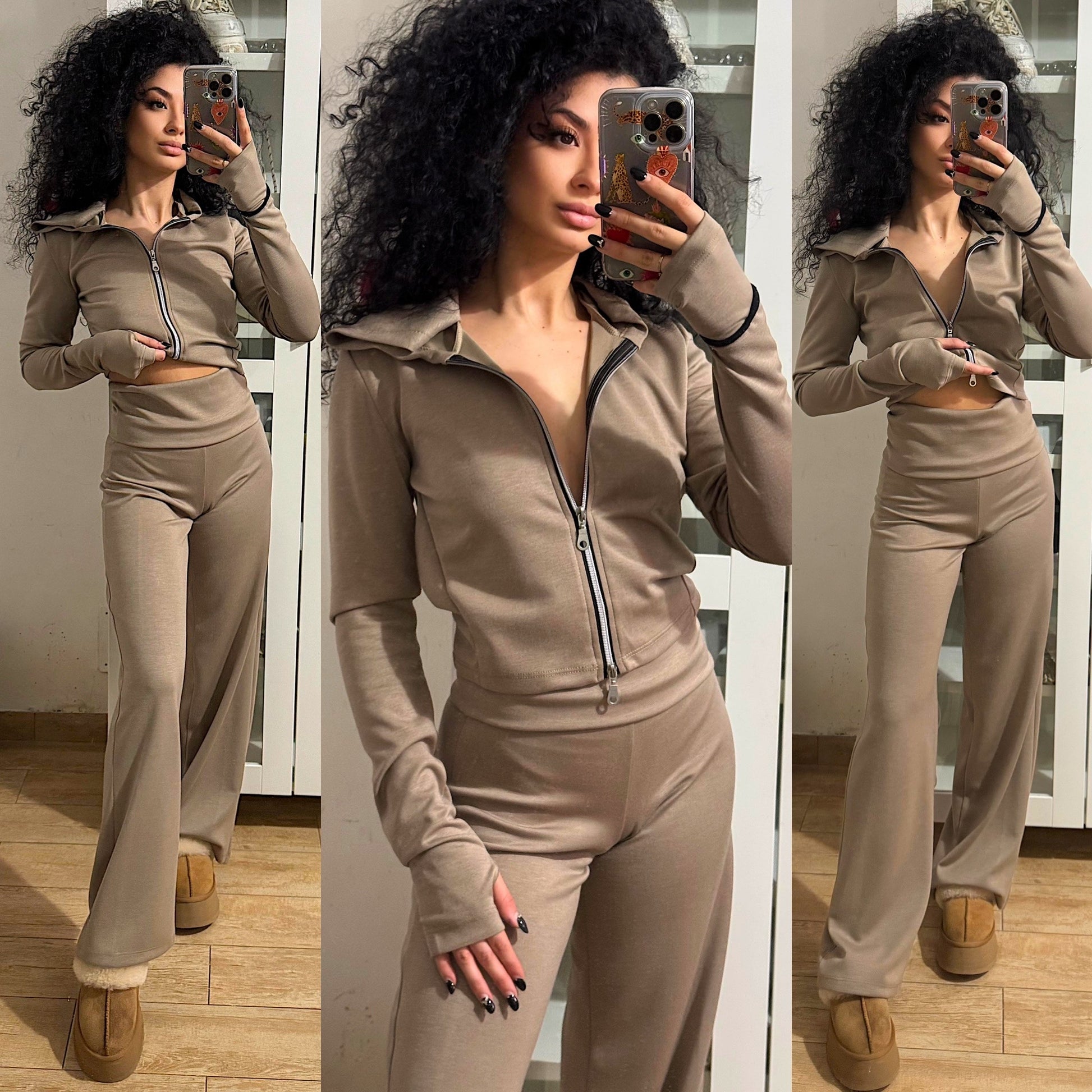 Tuta giacca e pantalone caramello freddo - R.a. Boutique