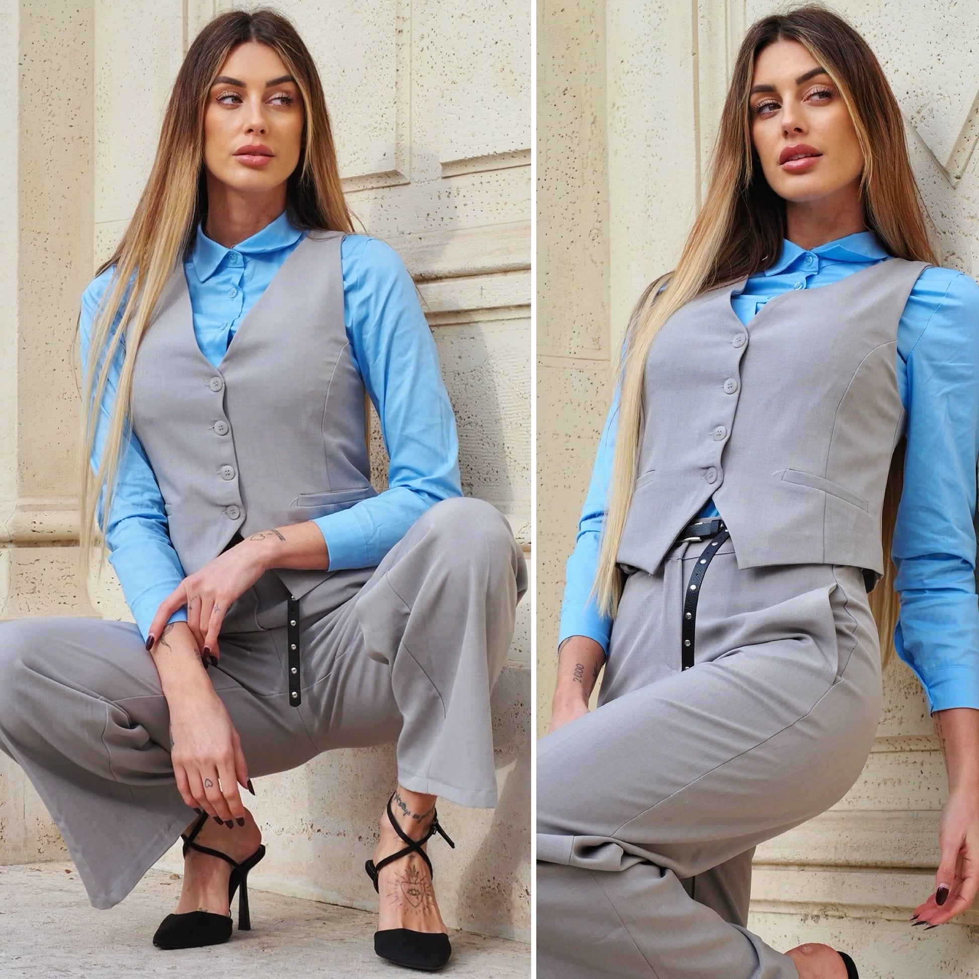 Completo due pezzi smanicato pantalone - R.a. Boutique 